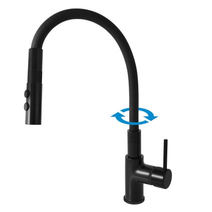 SEINA - Sink mixer with flexible arm, Black - matte SE919.5/12CMAT, RAV Slezák (Цвет Черный - матовый, Размер 1/2")