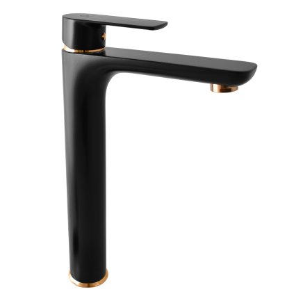 VLTAVA - Tall washbasin mixer without drain, Black matt/Gold VT430.5CMATZ, RAV Slezák (Цвет Матовый черный/золотой, Размер 1/2")