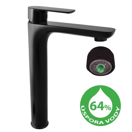 VLTAVA ECO - Tall washbasin mixer without drain, Black - matte VTE430.5CMAT, RAV Slezák (Цвет Черный - матовый, Размер 1/2")