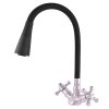 MORAVA RETRO - Смеситель для раковины/раковины с гибким рычагом без слива, Chrome/Black MK320.5/13, RAV Slezák (Цвет хром/черный, Размер 1/2")