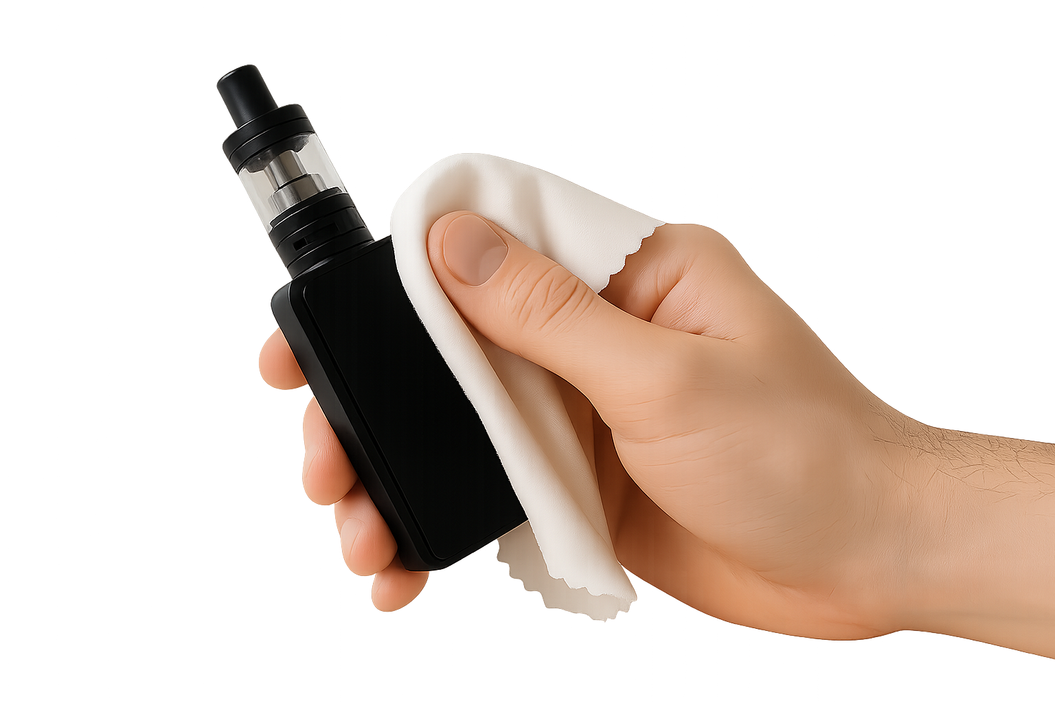 Čištění e-cigarety hadříkem – údržba zařízení