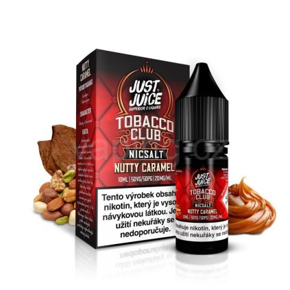 Just Juice Tobacco Club - NUTTY CARAMEL 10ml (tabák, karamel a oříšky) (Obsah nikotinu 11mg)