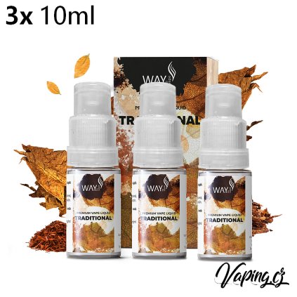 Way to Vape e-liquid TRADITIONAL (tradiční tabák) 3x10ml (Obsah nikotinu 18mg)