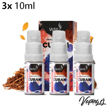 Way to Vape e-liquid CUBAN (doutníkový tabák) 3x10ml (Obsah nikotinu 18mg)
