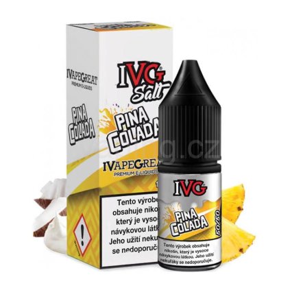 E-liquid Salt IVG s příchutí PINA COLADA 10ml (nápoj s kokosovým mlékem a ananasem) (Obsah nikotinu 10mg)