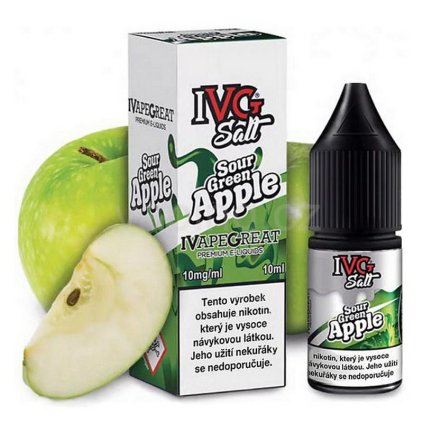 E-liquid Salt IVG s příchutí SOUR GREEN APPLE 10ml (kyselé zelené jablko) (Obsah nikotinu 10mg)
