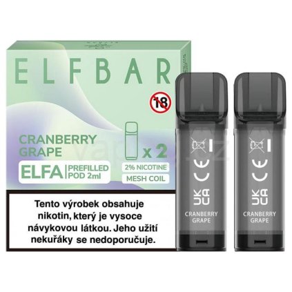 21197 elfa elf bar pod 2x cartridge cranberry grape brusinky a hrozno 20mg