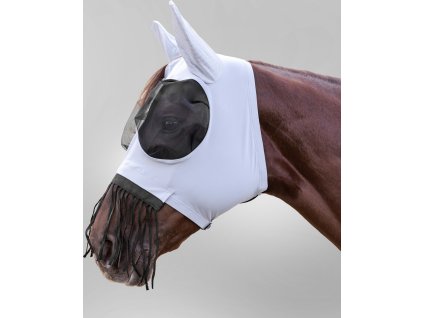 Fly mask Puck Waldhausen, with nose fringes, silver grey