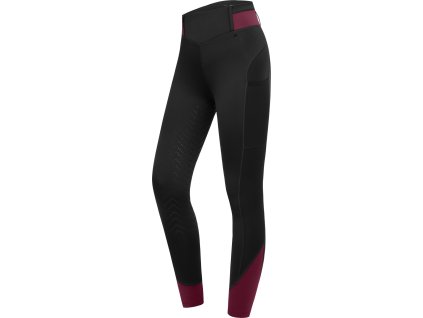 Riding Leggings Noeami ELT, with grip, higher waist, black/velvet red