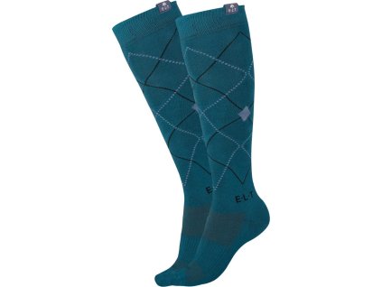 Riding Socks Argyle ELT, pair, petrol blue