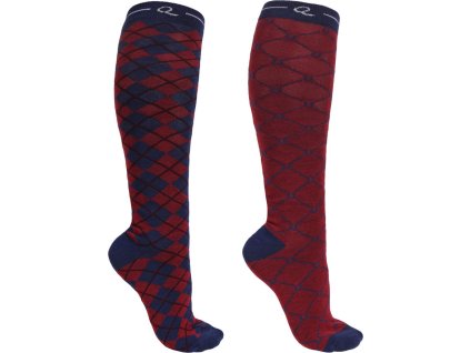 Knee stockings Classic QHP, 2 pairs, wine red