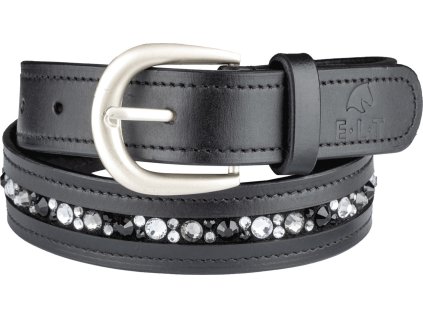 Jewel leather belt - black