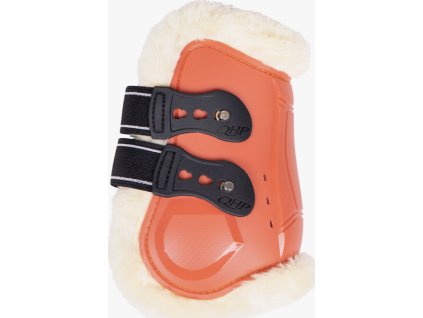 Fetlock boots Menton QHP, with fur, pair, amber gold