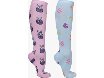 Knee stockings Easter QHP, 2 pairs, pink/blue