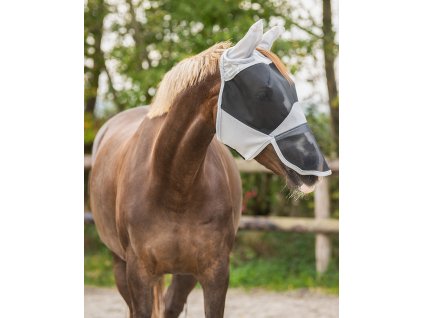 Fly mask Solaire QHP, with ear and nose protection, grey