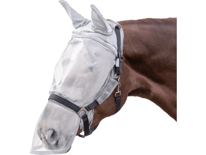 PREMIUM Fly Mask, with ear and nose protection - silver grey