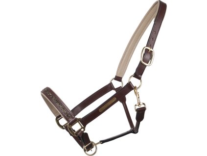 Head collar leather Lupine QHP, brown/beige