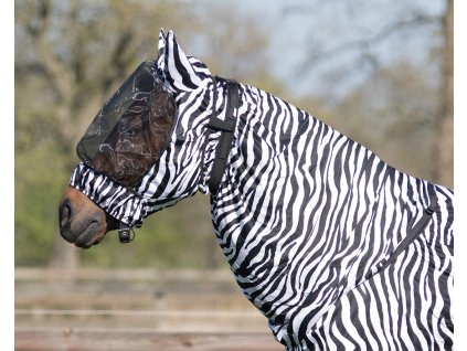 Fly mask ECZEMA Q-essentials, with ear protection, zebra