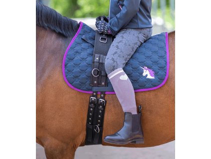 Lunging surcingle with handle - black