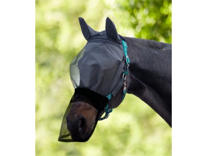 PREMIUM Fly Mask, with ear and nose protection - black