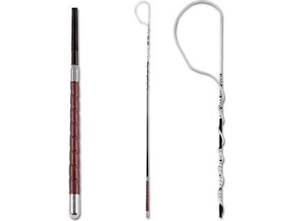 Bow Top Whip, leather handle - black