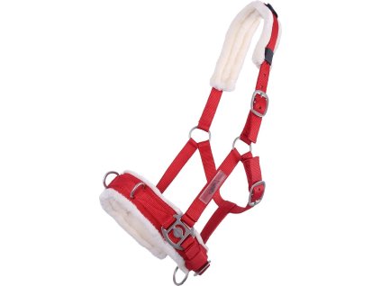Cavesson QHP, with fur, bright red