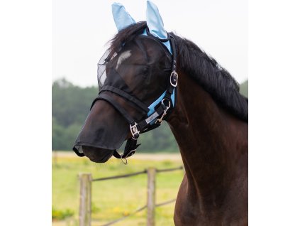 Fly Mask QHP, with ear and nose protection, bright blue