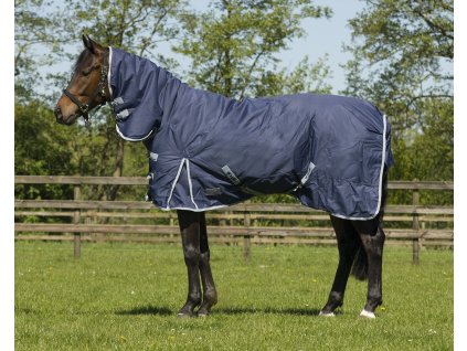 Waterproof turnout rug QHP, with neck, 300 g, dark blue