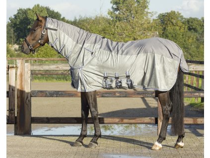 Anti-fly rug Combo QHP, waterproof, with neck, grey