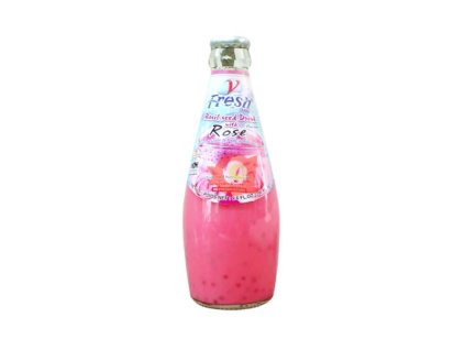 Nápoj s bazalkovými semínky V-Fresh příchuť růže 290ml