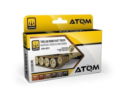 Sada akrylových barev ATOM - Tyres and Rubber Rusty Tracks Set 6x20ml