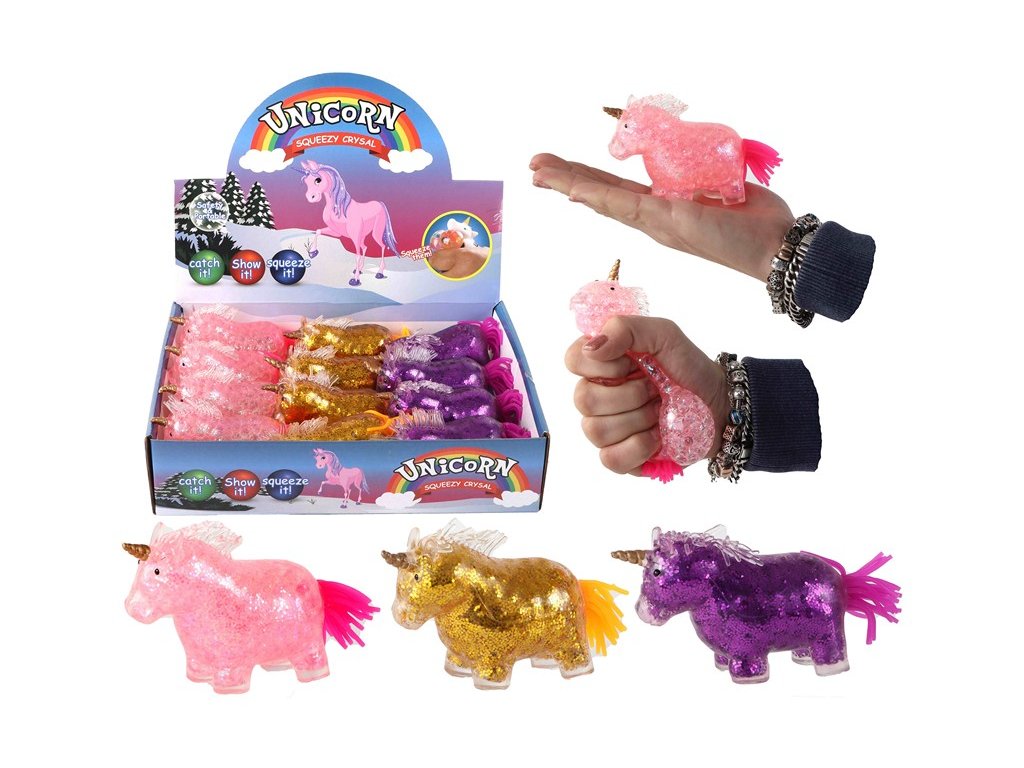 Squeeze Ball Unicorn 11cm Glitter assorted