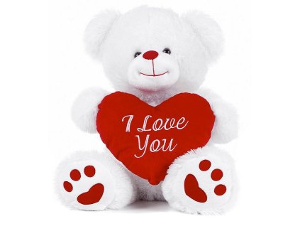 Plush Bear White with Heart 27cm