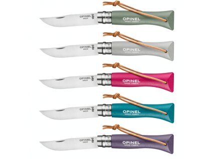 Nůž Opinel Trekking VRI N°07 s koženou šňůrkou barevný