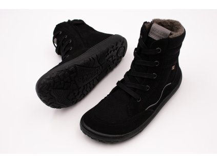 BAREFOOT ZIMNÉ TOPÁNKY FRODDO BAREFOOT TEX WOOL GROW - BLACK (Veľkosť 31, Vnútorná dĺžka  topánky v cm 20.1, Vnútorná šírka topánky v cm 7.8)