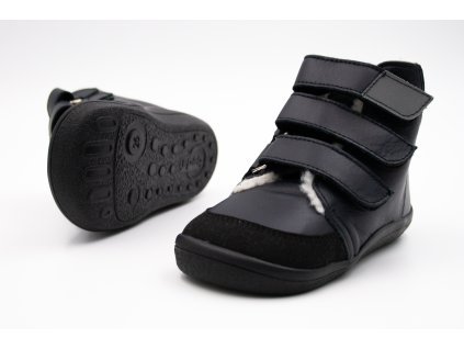 BEDA BAREFOOT ZIMNÉ TOPÁNKY S MEMBRÁNOU - JUST BLACK (Veľkosť 25, Vnútorná dĺžka  topánky v cm 15.8, Vnútorná šírka topánky v cm 7)