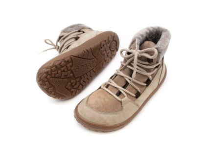 DÁMSKE BAREFOOT TOPÁNKY FRODDO UP FURRY W - TAUPE (Veľkosť 36, Vnútorná dĺžka  topánky v cm 24, Vnútorná šírka topánky v cm 8.3)