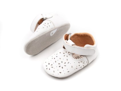 DETSKÉ BAREFOOT CAPAČKY BOBUX - LACEY WHITE (Veľkosť 19, Vnútorná dĺžka  topánky v cm 11.8, Vnútorná šírka topánky v cm 5.6)