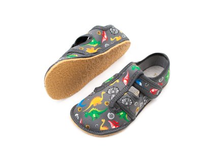 DETSKÉ BAREFOOT PAPUČE ANATOMIC FOOTWEAR - DINO B (Veľkosť 24, Vnútorná dĺžka  topánky v cm 15.2, Vnútorná šírka topánky v cm 6.4)