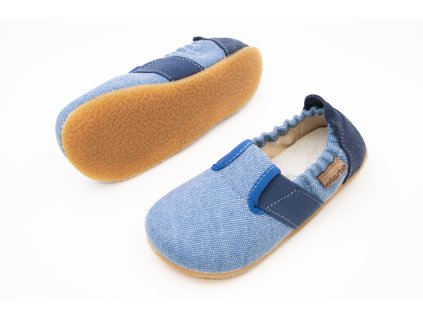 DETSKÉ BAREFOOT PAPUČE ELLARTE TOMI - BLUE (Veľkosť 24, Vnútorná dĺžka  topánky v cm 14.9, Vnútorná šírka topánky v cm 6.4)