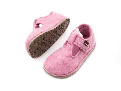 DETSKÉ BAREFOOT PAPUČE FRODDO FLEXY WOOLY VIBRAM - PINK (Veľkosť 23, Vnútorná dĺžka  topánky v cm 14.9, Vnútorná šírka topánky v cm 5.9)