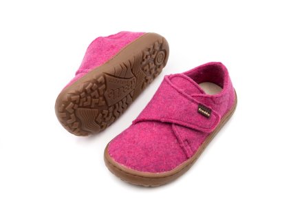 DETSKÉ BAREFOOT PAPUČE FRODDO WOOLY - FUXIA (Veľkosť 25, Vnútorná dĺžka  topánky v cm 16, Vnútorná šírka topánky v cm 6.6)