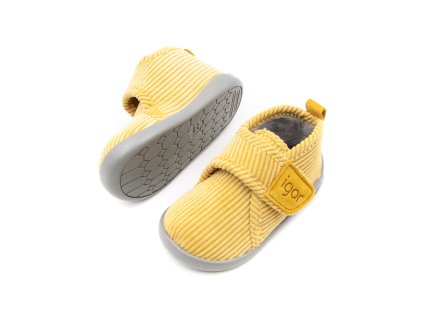 DETSKÉ BAREFOOT PAPUČE IGOR SHOES HOMIE - AMARILLO (Veľkosť 20, Vnútorná dĺžka  topánky v cm 12.7, Vnútorná šírka topánky v cm 5.7)