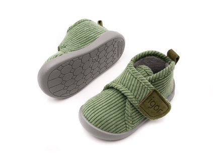 DETSKÉ BAREFOOT PAPUČE IGOR SHOES HOMIE - PANA VERDE (Veľkosť 20, Vnútorná dĺžka  topánky v cm 12.7, Vnútorná šírka topánky v cm 5.7)