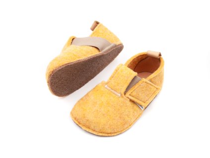 DETSKÉ BAREFOOT PAPUČE PEGRES RECYKLOVANÉ BF05U - ŽLTÉ (Veľkosť 20, Vnútorná dĺžka  topánky v cm 12.7, Vnútorná šírka topánky v cm 5.9)