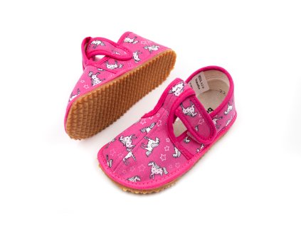 DETSKÉ BAREFOOT PAPUČE UŽŠIE (SLIM) - UNICORN (Veľkosť 22, Vnútorná dĺžka  topánky v cm 14, Vnútorná šírka topánky v cm 5.8)