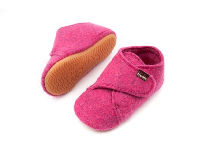 DETSKÉ BAREFOOT PAPUČKY FRODDO PREWALKERS WOOLY - FUXIA (Veľkosť 19, Vnútorná dĺžka  topánky v cm 12, Vnútorná šírka topánky v cm 5.5)