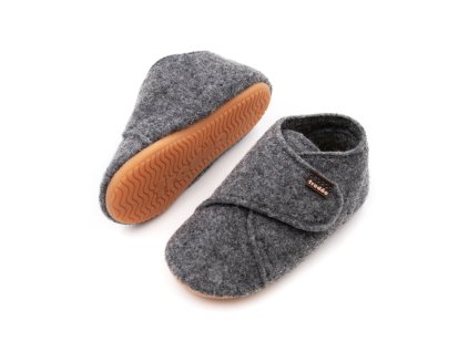 DETSKÉ BAREFOOT PAPUČKY FRODDO PREWALKERS WOOLY - GREY (Veľkosť 19, Vnútorná dĺžka  topánky v cm 12, Vnútorná šírka topánky v cm 5.5)