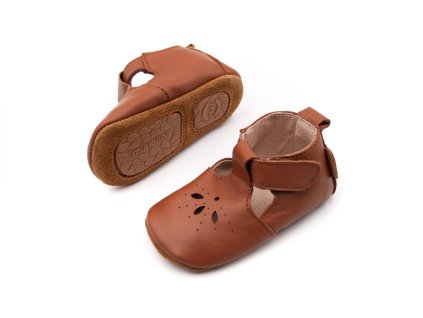 DETSKÉ BAREFOOT PROTIŠMYKOVÉ CAPAČKY - COGNAC (Veľkosť 17, Vnútorná dĺžka  topánky v cm 11.6, Vnútorná šírka topánky v cm 5.2)