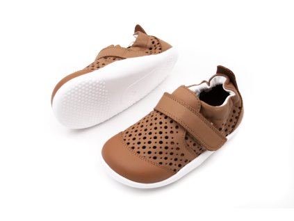 DETSKÉ BAREFOOT SANDÁLKY BOBUX XPLORER GO PUNCH - CARAMEL (Veľkosť 18, Vnútorná dĺžka  topánky v cm 11.7, Vnútorná šírka topánky v cm 5.4)